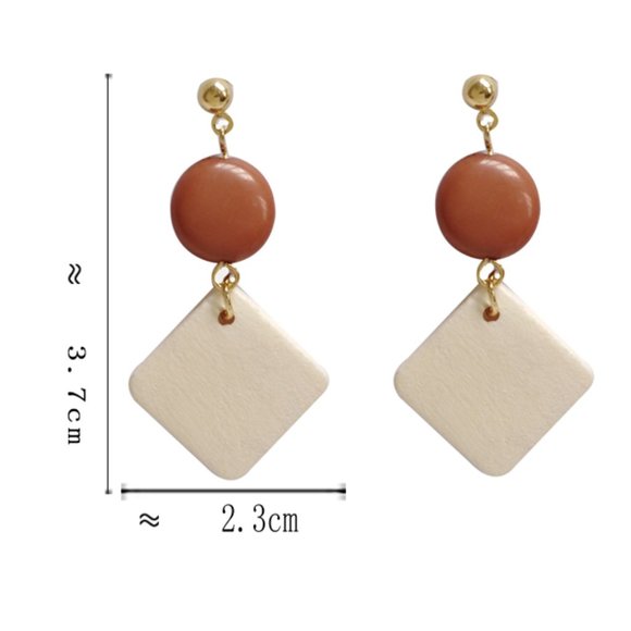 💕LAST ONE Hot Pick Wood Resin Drop Earrings - Picture 5 of 9